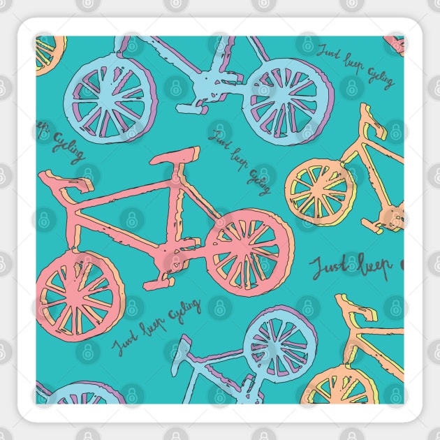 Just keep cycling patterns Sticker by Cottonbutton